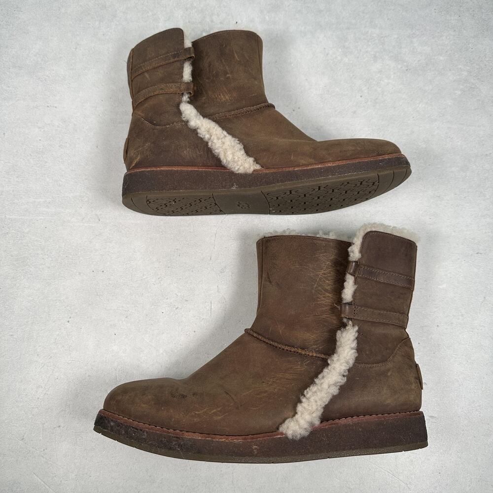 UGG Boots Womens Size 6.5 Brown Luisa Shearling Lined Leather - Picture 14 of 14